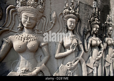 Apsaras (danseuses célestes). Angkor Wat. Cambodge Banque D'Images