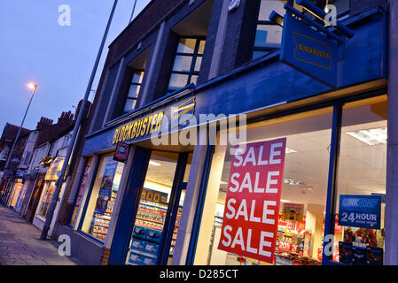 16 janvier 2013. La direction de Chester de Blockbuster. L'UK High Street est entré dans la chaîne de location de DVD aujourd'hui l'administration de plus de 4 000 emplois en péril. Banque D'Images