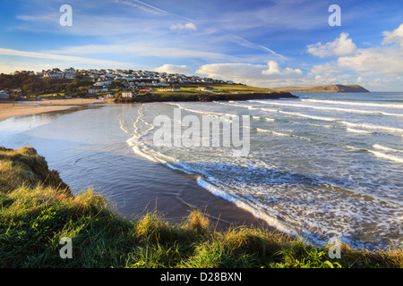 Plage de Polzeath capturés à partir du South West Coast Path Banque D'Images