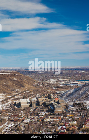 USA, Colorado, Golden, la brasserie Coors, elevated view de Lookout Mountain Banque D'Images