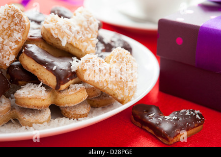 Biscuit en forme de coeur, Close up Banque D'Images