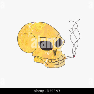 Grunge skull fumer une cigarette Banque D'Images