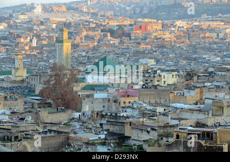 Vue sur la médina, Fès, Fes, Maroc Banque D'Images