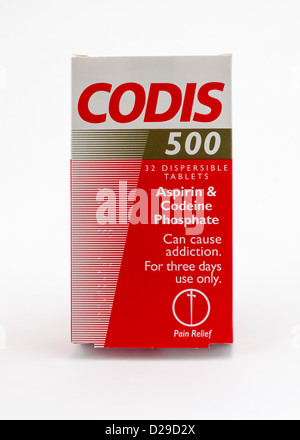 Un carton du CODIS - un traitement analgésique contenant de la codéine phosphate et de l'aspirine. Banque D'Images