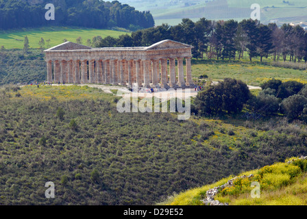 Temple grec, Segeste Italie Sicile Banque D'Images