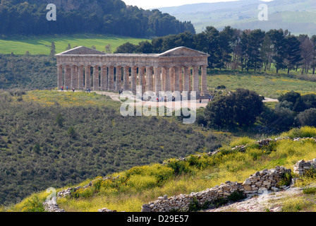 Temple grec, Segeste Italie Sicile Banque D'Images