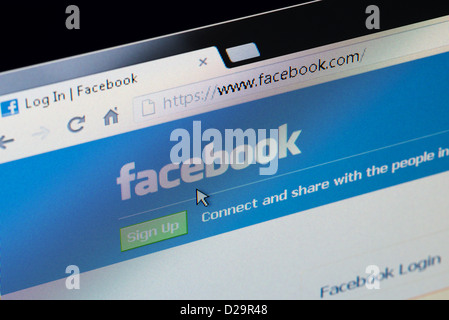 Facebook sécurisé Se connecter et s'inscrire Page d'accueil Banque D'Images