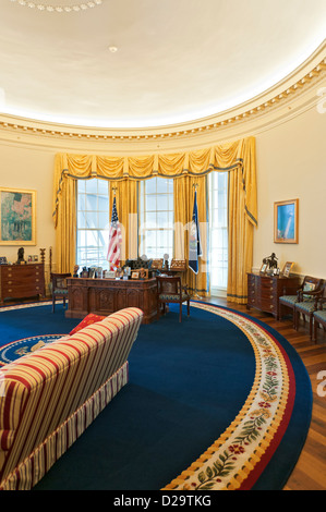 L'Arkansas, Little Rock, William J. Clinton Presidential Library and Museum, réplique du Bureau ovale de la Maison Blanche. Banque D'Images