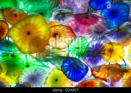 Le plafond de verre fantastique sculpture du Bellagio d'artiste de renommée mondiale, Dale Chihuly. Banque D'Images