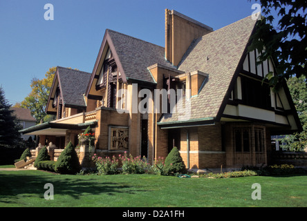 L'Illinois, Oak Park. Maison Moore-Dugal conçu par Frank Lloyd Wright. Banque D'Images