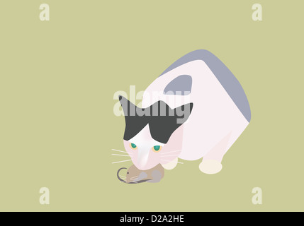 Illustration de la capture d'un chat de la souris Banque D'Images