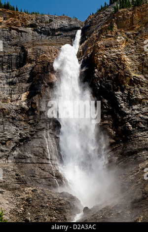 Les chutes Takakkaw plonge au fond de la vallée, dans le parc national Yoho, Rocheuses canadiennes, l'Alberta, Canada. Banque D'Images