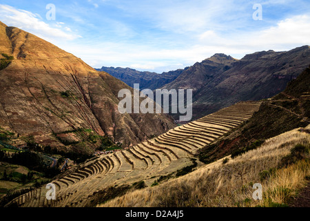 Ruines de pisac dans la vallée sacrée du Pérou Banque D'Images