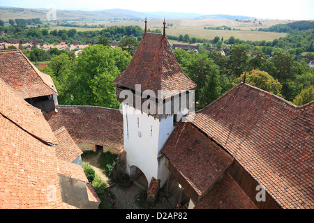 Un site du patrimoine mondial par l'UNESCO : l'église fortifiée de Viscri, Transylvanie, Roumanie Banque D'Images