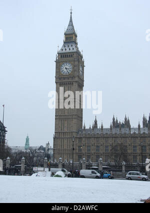 BIG BEN DANS LA NEIGE NEIGE GÉNÉRAL VUES AUTOUR DE LONDRES LONDON ENGLAND UK 18 Janvier 2013 Banque D'Images