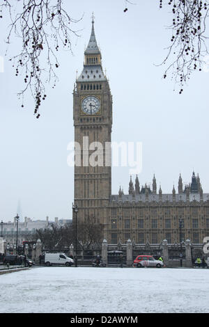 BIG BEN DANS LA NEIGE NEIGE GÉNÉRAL VUES AUTOUR DE LONDRES LONDON ENGLAND UK 18 Janvier 2013 Banque D'Images