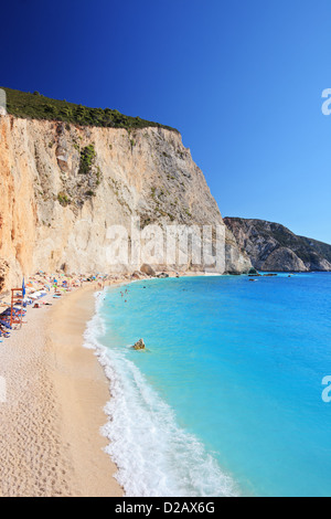 A Porto Katsiki plage à l'île de Lefkada, Grèce Banque D'Images