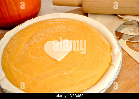 Tarte à la citrouille avec coeur Banque D'Images