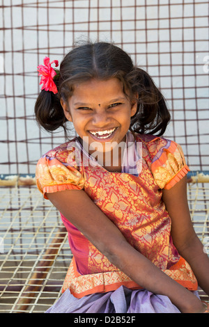 Smiling happy girl village. L'Andhra Pradesh, Inde Banque D'Images