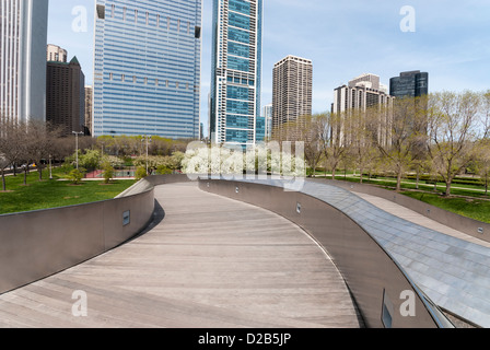 Centre-ville de Chicago, le sentier du Parc du Millénaire. Banque D'Images