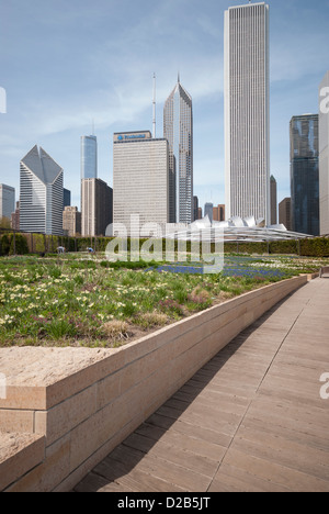 Centre-ville de Chicago, le sentier du Parc du Millénaire. Banque D'Images