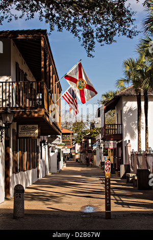 George Street, dans le quartier historique de Saint Augustine, en Floride. St Augustine est la plus ancienne ville d'Amérique. Banque D'Images