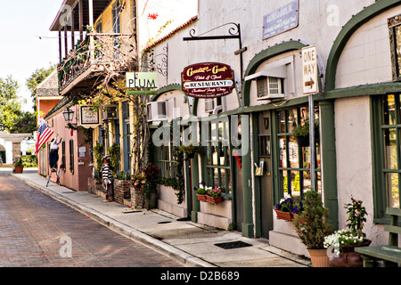 Aviles Street dans le quartier historique de Saint Augustine, en Floride. St Augustine est la plus ancienne ville d'Amérique. Banque D'Images