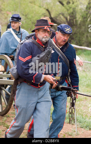La guerre civile des batailles de reconstitution de Glorieta Pass et Apache Canyon au Nouveau Mexique. Banque D'Images
