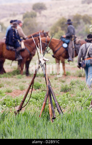 La guerre civile des batailles de reconstitution de Glorieta Pass et Apache Canyon au Nouveau Mexique. Banque D'Images