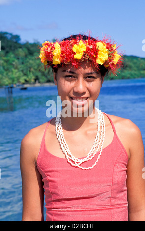 La Polynésie française. Tahiti. Femme autochtone Banque D'Images