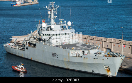 Santa Cruz de Tenerife, Tenerife, Canaries, Espagne, Europe - HMS Enterprise, H88 un bâtiment multi-rôle MoD Banque D'Images