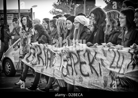 24 novembre 2012 - Arona (NO) Italie - Marche de protestation des étudiants en faveur de l'école publique Banque D'Images