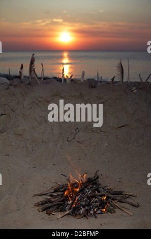 Kägsdorf, Allemagne, des feux sur la plage Banque D'Images