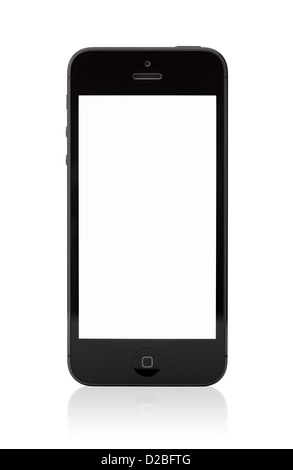 Le nouveau Apple iPhone 5 noir avec écran blanc isolated on white Banque D'Images