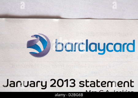 Les dépenses après Noël Barclaycard Janvier 2013 déclaration arrive Banque D'Images