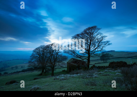 Grange ruine à Roach fin sur le bord du Staffordshire Moorlands cafards, Banque D'Images