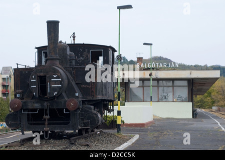 Salgotarjan, Hongrie, un vieux train à vapeur de l'exploitation minière sur la gare Banque D'Images