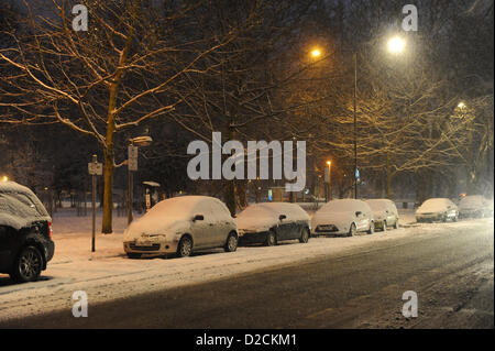 Turnpike Lane, Londres, Royaume-Uni. 20 janvier 2013. Chutes de neige dans la région de Turnpike Lane. Chutes de neige dans le centre de Londres. Alamy Live News Banque D'Images