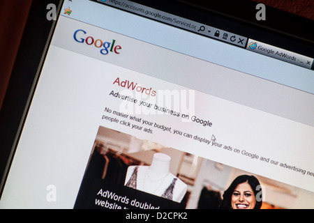 Google AdWords site web sur un écran d'ordinateur Banque D'Images