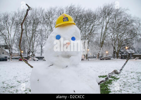 Redland vert, Bristol, UK, Close-up d'un bonhomme de neige dans la région de park, Samedi 19 Janvier 2013 Banque D'Images