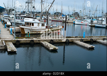 Vue sur le port et les quais de Croissant montrant la flotte de pêche, Sitka, Alaska, USA Banque D'Images