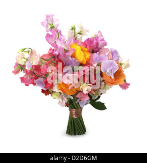 Bouquet de fleurs colorées découper fond blanc Banque D'Images