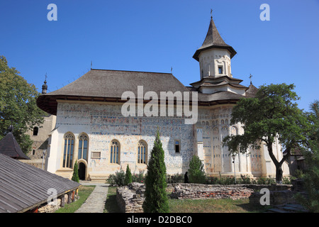 Le monastère de Probota, près de dolhasca, la Bucovine, Roumanie. l'église du saint st. nicolae - patrimoine mondial de l'unesco. Banque D'Images