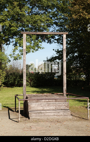 Potence en bois, camp de concentration d'Auschwitz, Pologne Banque D'Images