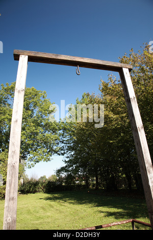 Potence en bois, camp de concentration d'Auschwitz, Pologne Banque D'Images