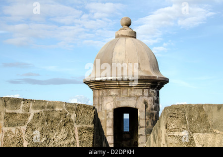 Porto Rico guérite bombée (garita) à Castillo San Felipe del Morro, la forteresse de la vieille ville de San Juan Banque D'Images