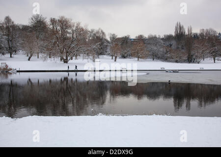 Londres, Royaume-Uni. 21 janvier 2013. Hampstead Heath couvertes de neige, comme le temps de gel se poursuit dans le sud-est Banque D'Images