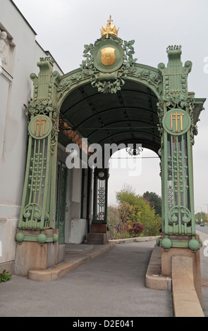 Otto Wagner's 'Pavillon de la plus haute cour impériale et royale, Heitzing» ou Hofpavillon, Vienne, Autriche. Banque D'Images