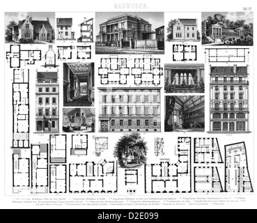 Photos d'architecture d'époque et des plans d'residensal les bâtiments du xixe siècle Banque D'Images