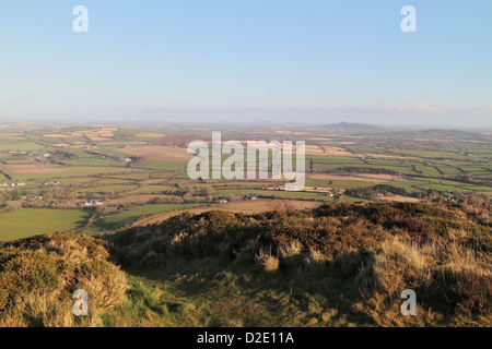 Vue depuis le sommet de la John F. Kennedy Arboretum, Co Wexford, Irlande. Banque D'Images